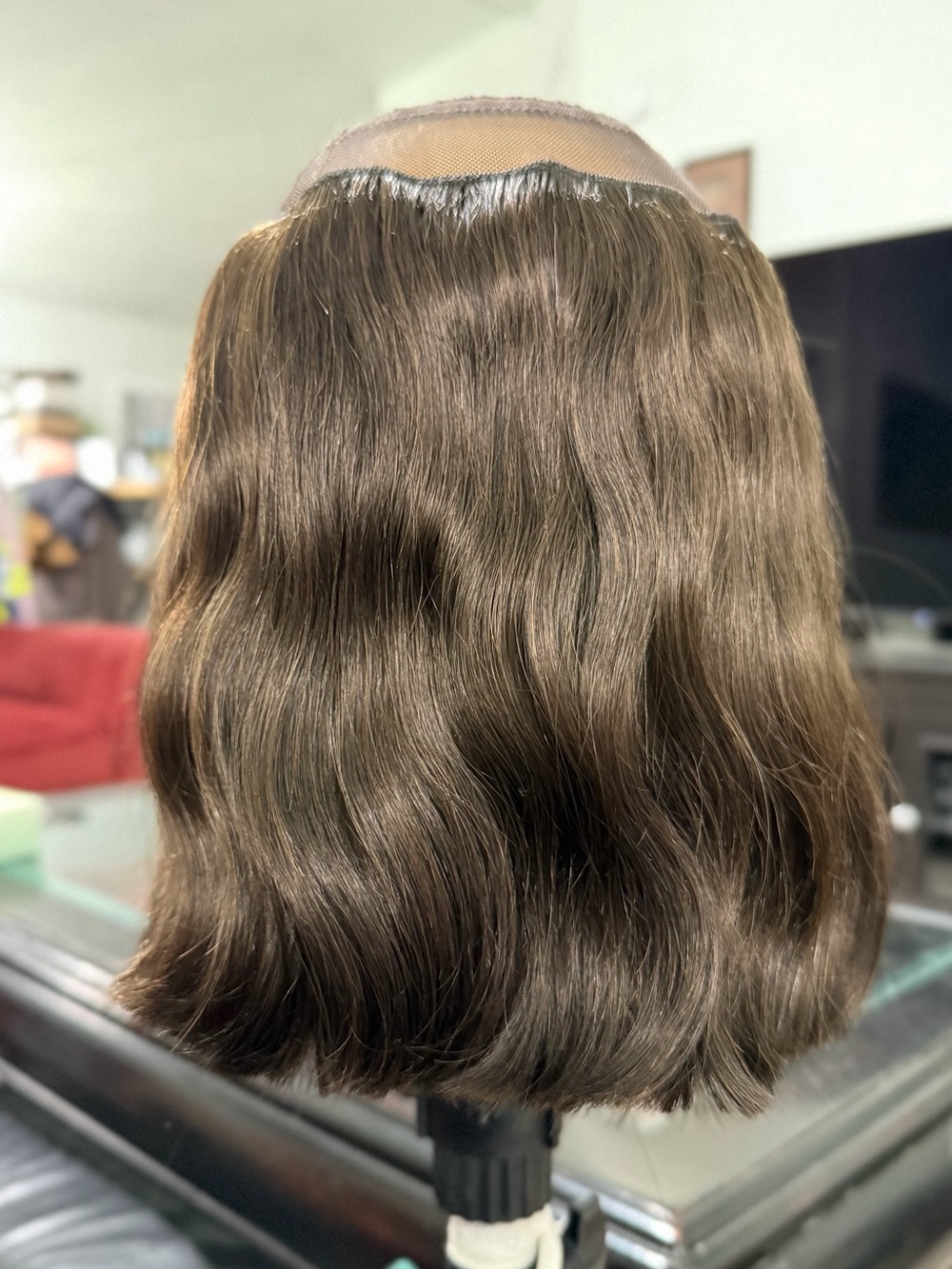 Hustle Hat Wig BOB Human Hair Wavy Dark Brown Brunette Hatfall